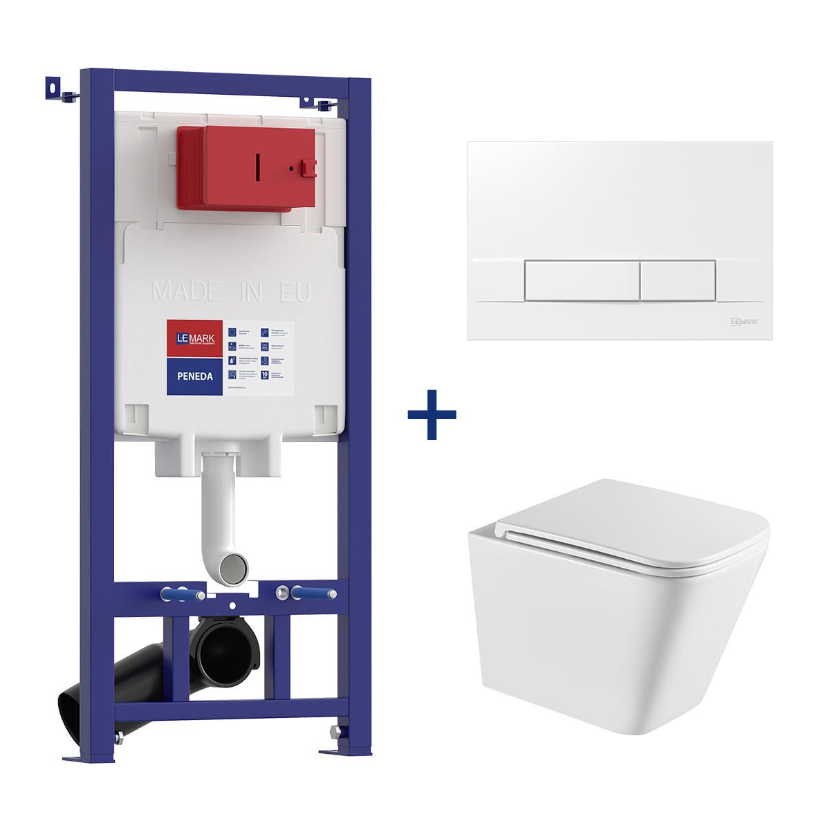 Lemark Комплект 3в1:Инст. PENEDA для унит. с кнопкой смыва BIT бел.глянец + унит.9614001/100804418