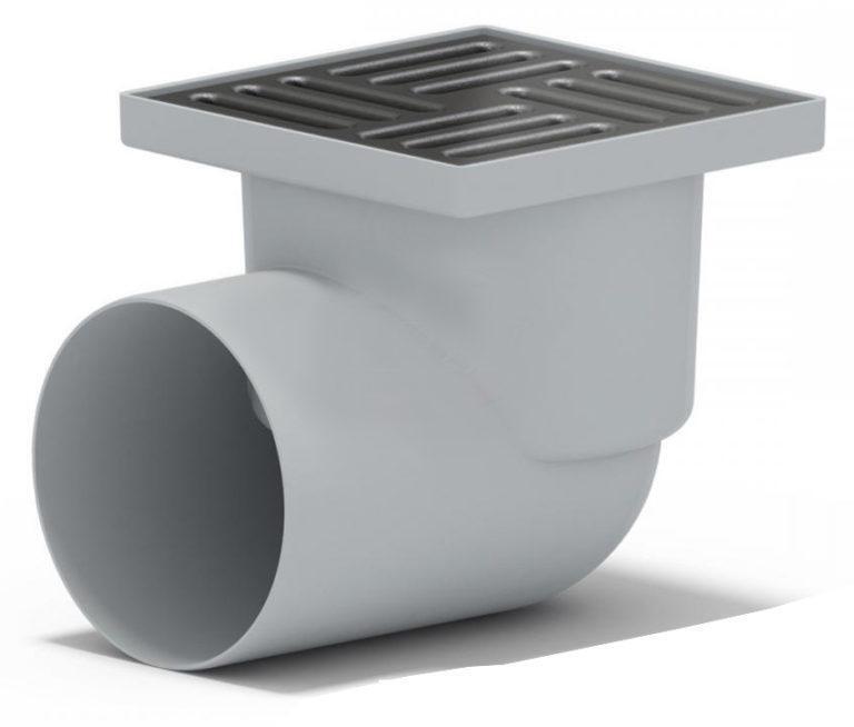 Трап с сух затвором нерж. реш. 150х150 - 110 гориз /TQ1112 РТП/ 11398
