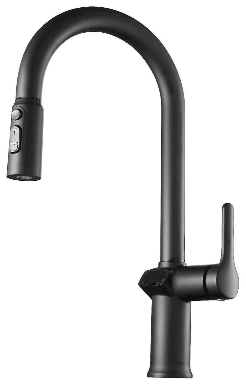 ESKO Смеситель для кухни вытяжной с дисплеем Black, арт. K15B LED