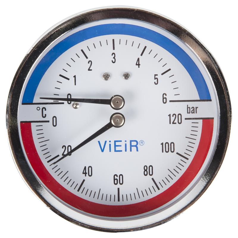 Термоманометр ГОРИЗ. 1/2"-120"С-6BAR YF6 ViEiR (100)
