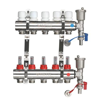 Коллекторная группа с расх. ЛАТУНЬ БЕЗ КРАНОВ 8-вых 1"x3/4" VR112-08A ViEiR (3/1)