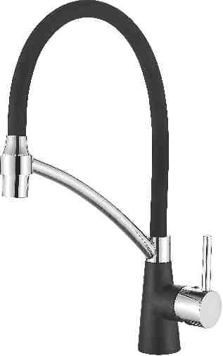 4890FF-2 Accoona Смеситель д/кухни силиконовый излив. Черный/Черный. Латунь