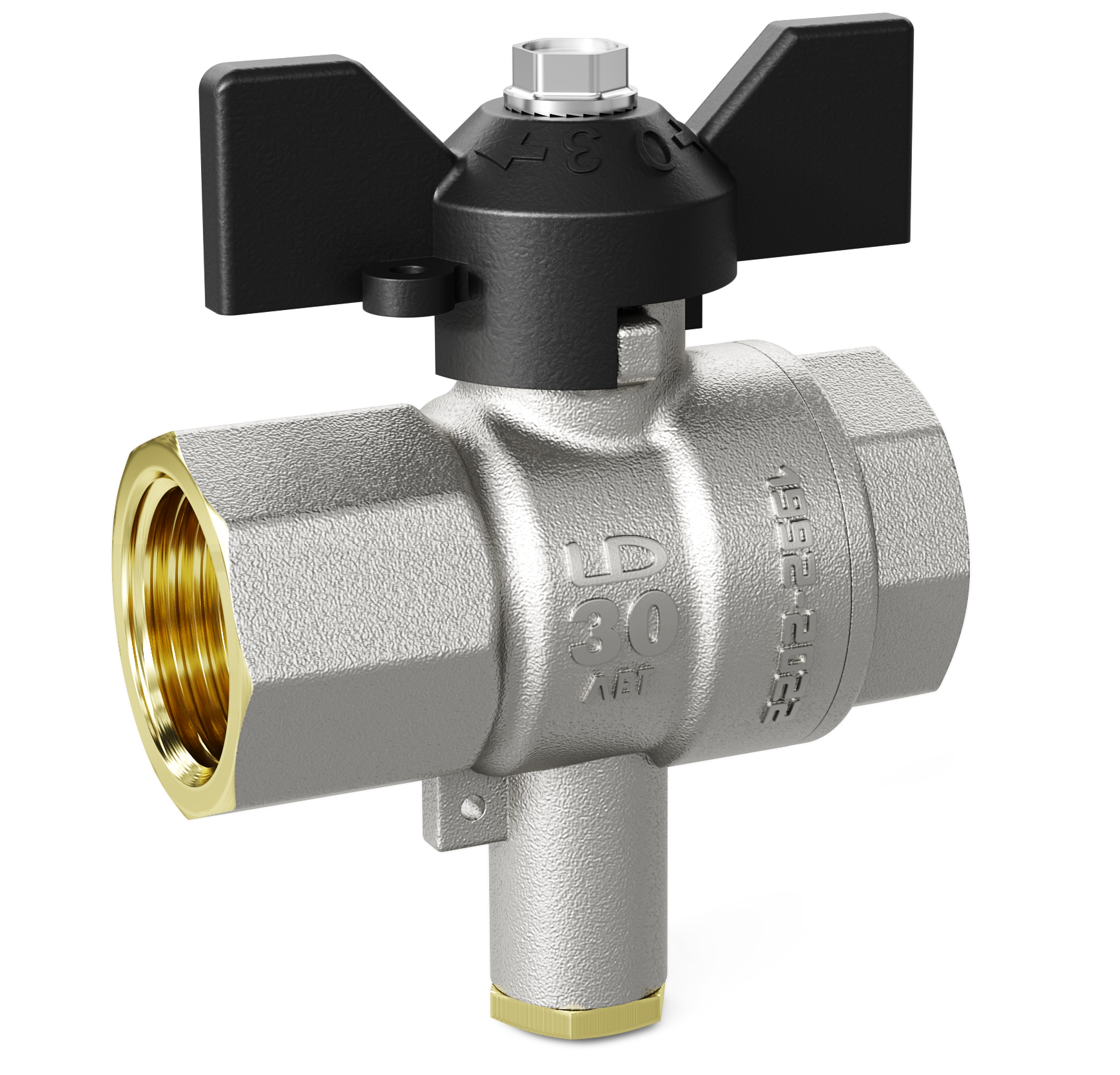 Кран шаровой латунный газовый LD Pride DN15 1/2" ВР*ВР бабочка 45.15.В-В.Т.Б LD 45.340.15