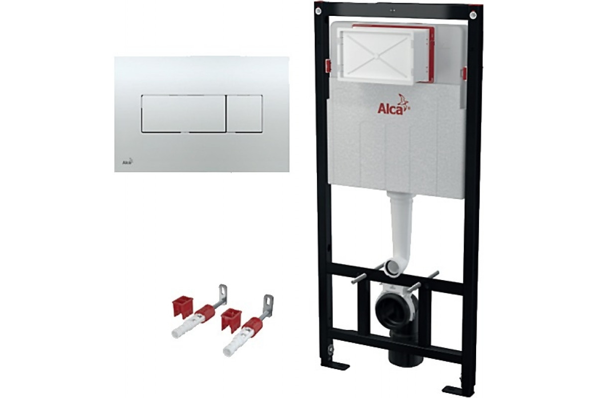 Alca Plast SET 3v1 AM101/1120 RU+M371-0001 Комплект инсталляция Alcadrain 3v1 с хром кнопкой 