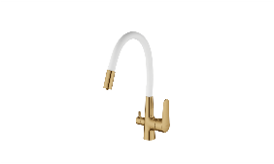ESKO Смеситель "Coral" д/кухни с подключением к фильтру, белый, Gold арт. CL03GW
