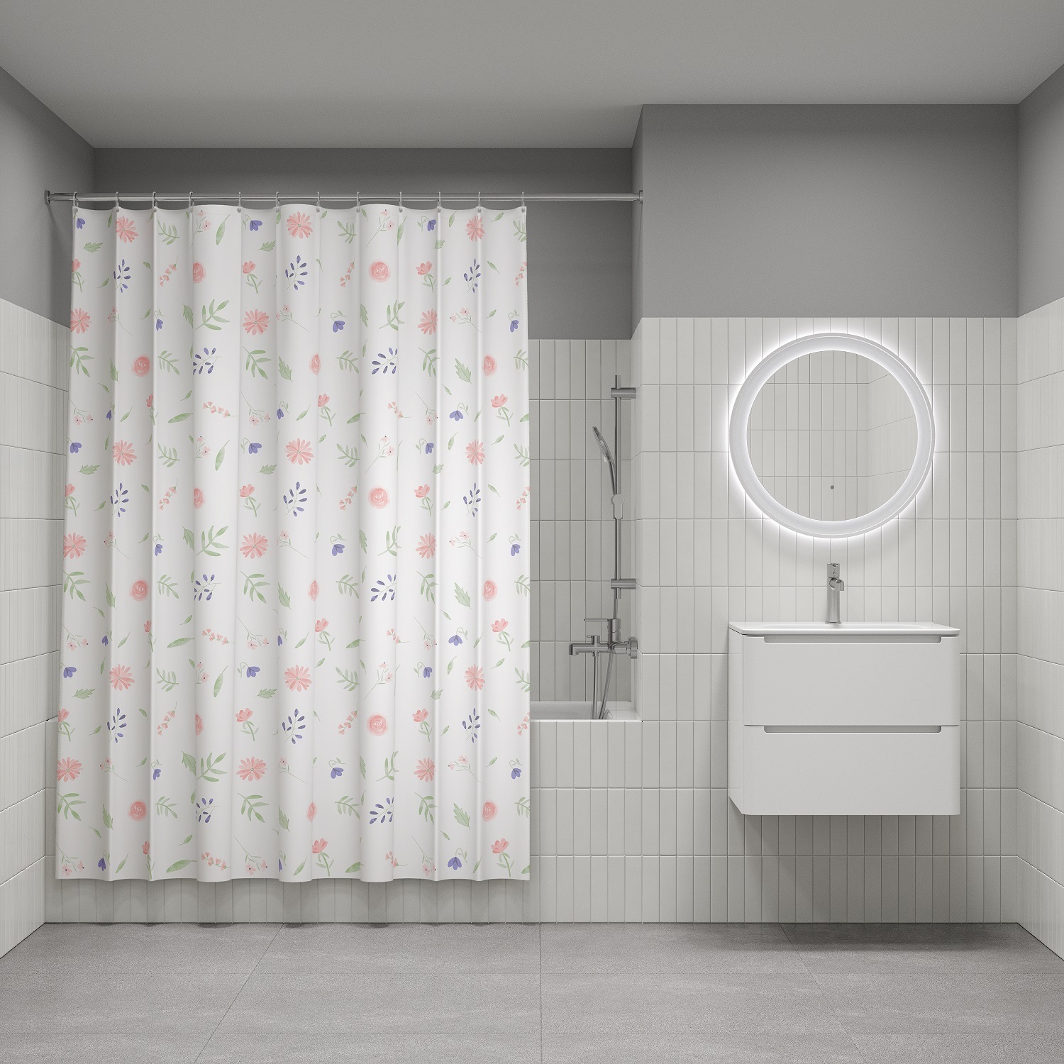 IDDIS Штора для ванной, 200x180 см, Полиэстер, ID BF01P18i11 (с утяжилит.)