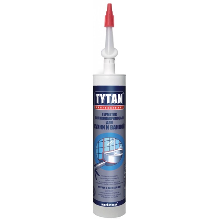 Герметик силиконакриловый TYTAN Professional для Кухни и Ванной 280мл. Бесцветный