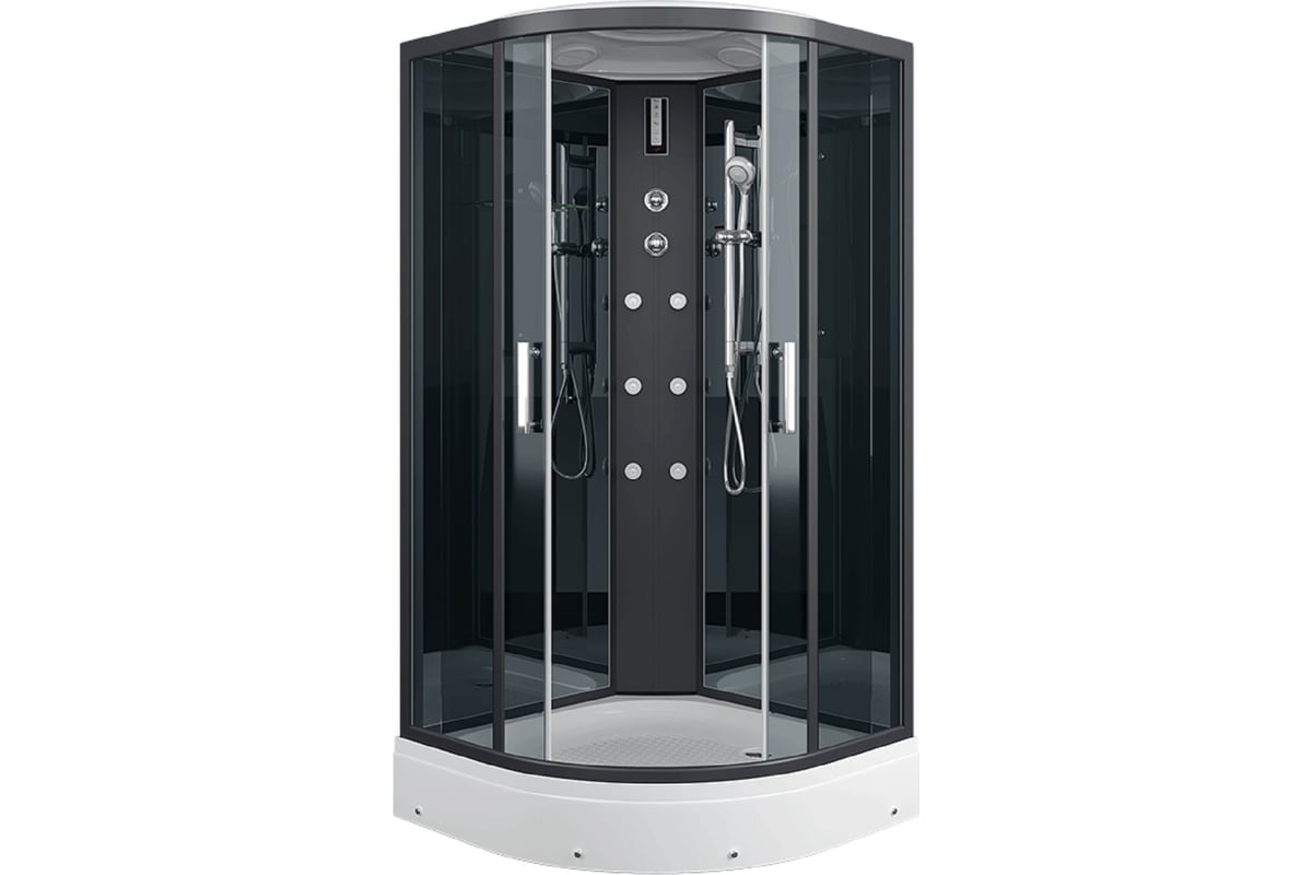 Душ. кабина 90x90x210 ERLIT ER570917-C24-RUS низкий поддон. Черная/тонированная