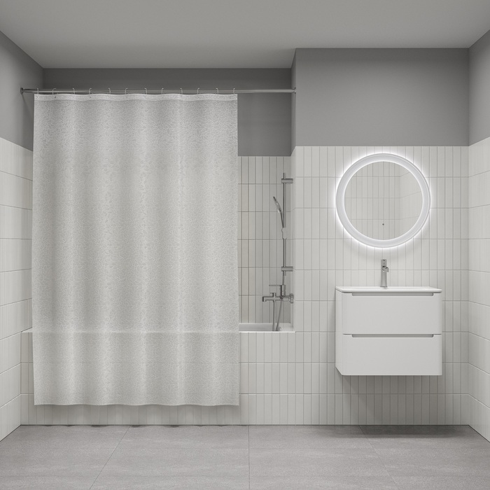 IDDIS Штора для ванной 200*180 полиэстер P02PV18i11 ,3D,PEVA 