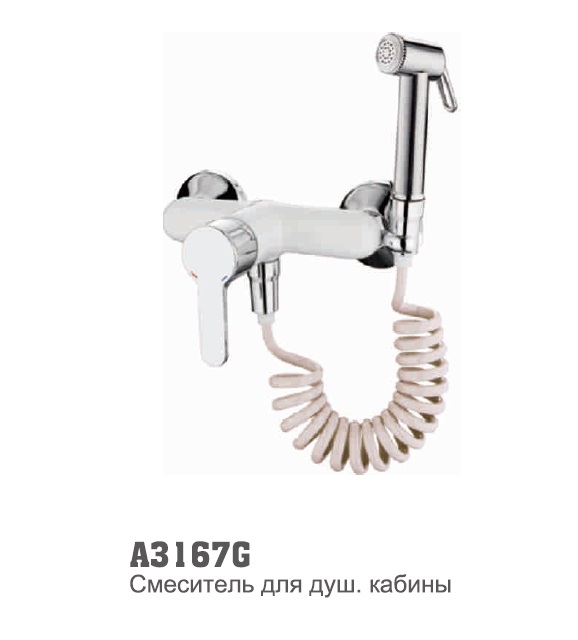 3167G Accoona Смеситель настенный с гигиеническим душем Белый (1/10)
