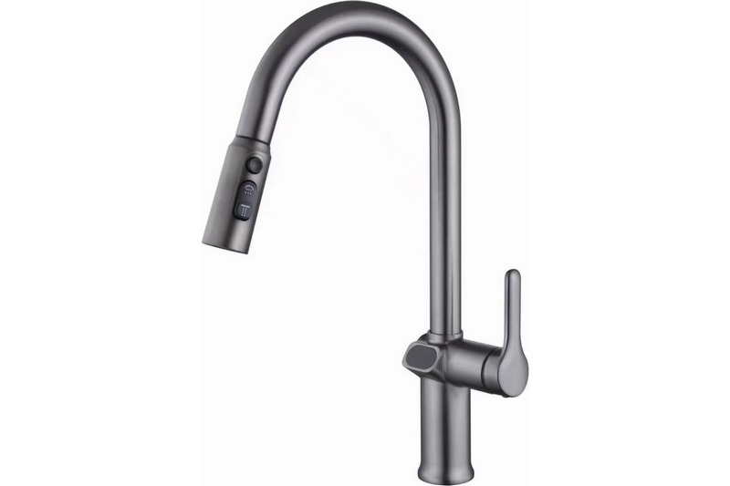 ESKO Смеситель для кухни вытяжной с дисплеем Gun Metal, арт. K15GMLED