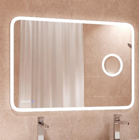Зеркало с Led-подсв. "Bliss" 800х600 сенсор,с увеличительным зеркалом, часы. ЗЛП429
