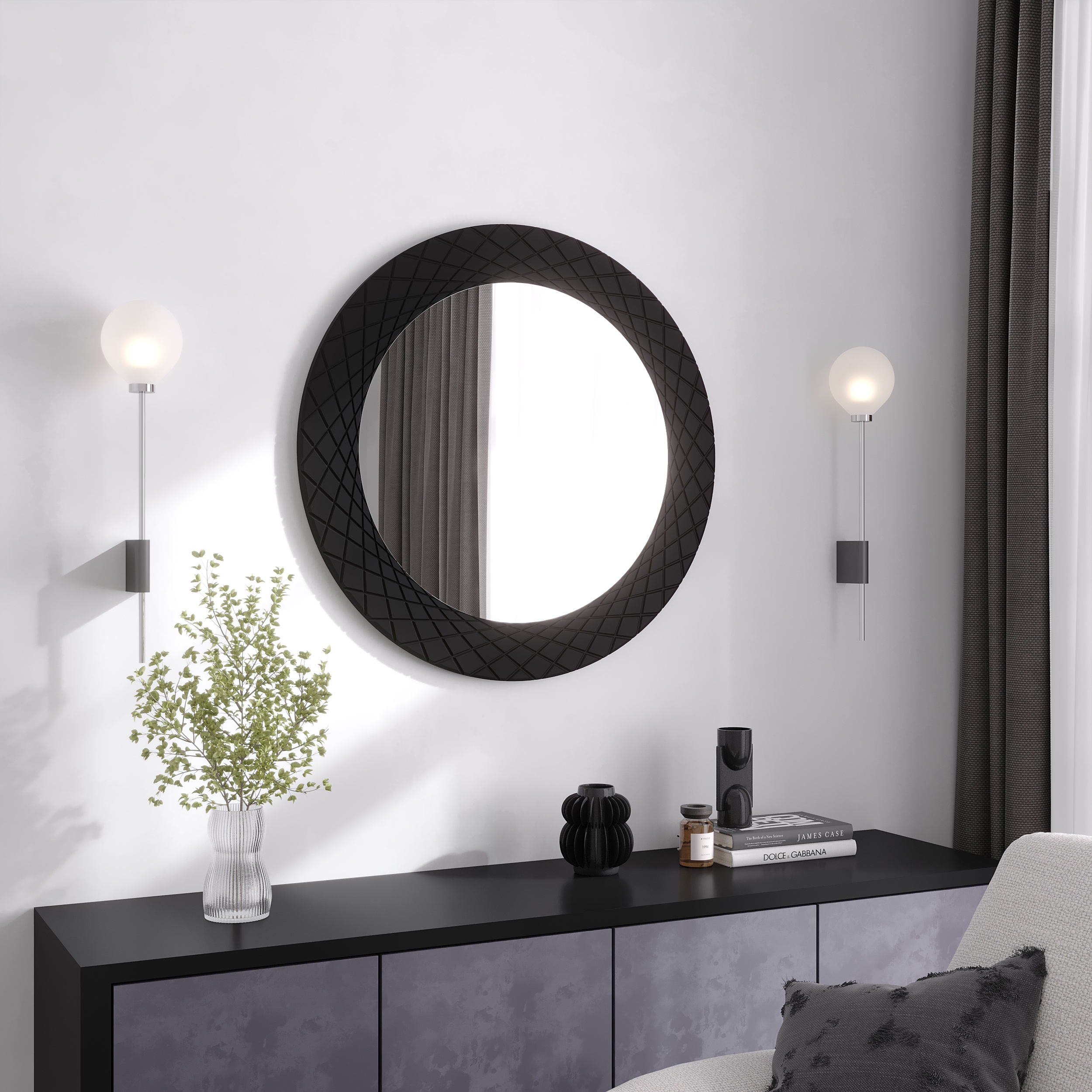 Зеркало "Zarina" D800 в черном цвете Б557