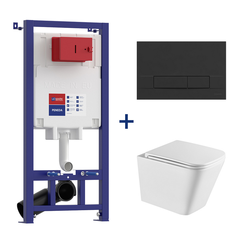 Lemark Комплект 3в1: Инст.PENEDA+ кнопка черн.мат.+ун.FLOREX торн. бел.глянец 9614001/100802420