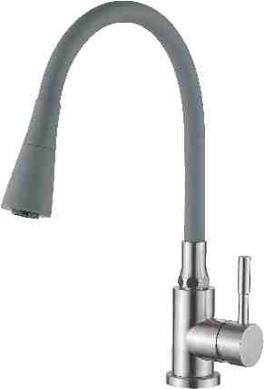 9890T-3 Accoona Смеситель кухня шар выс. силиконовый излиы гайка СЕРЫЙ+НЕРЖ (1/10)