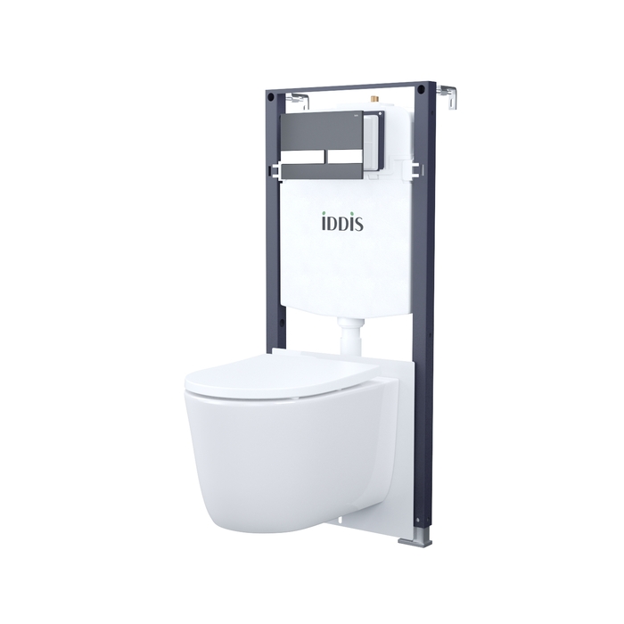 IDDIS Комплект 3в1 подвесной унитаз с инсталляцией и клавишей смыва черная,Basic BASSPU6i73