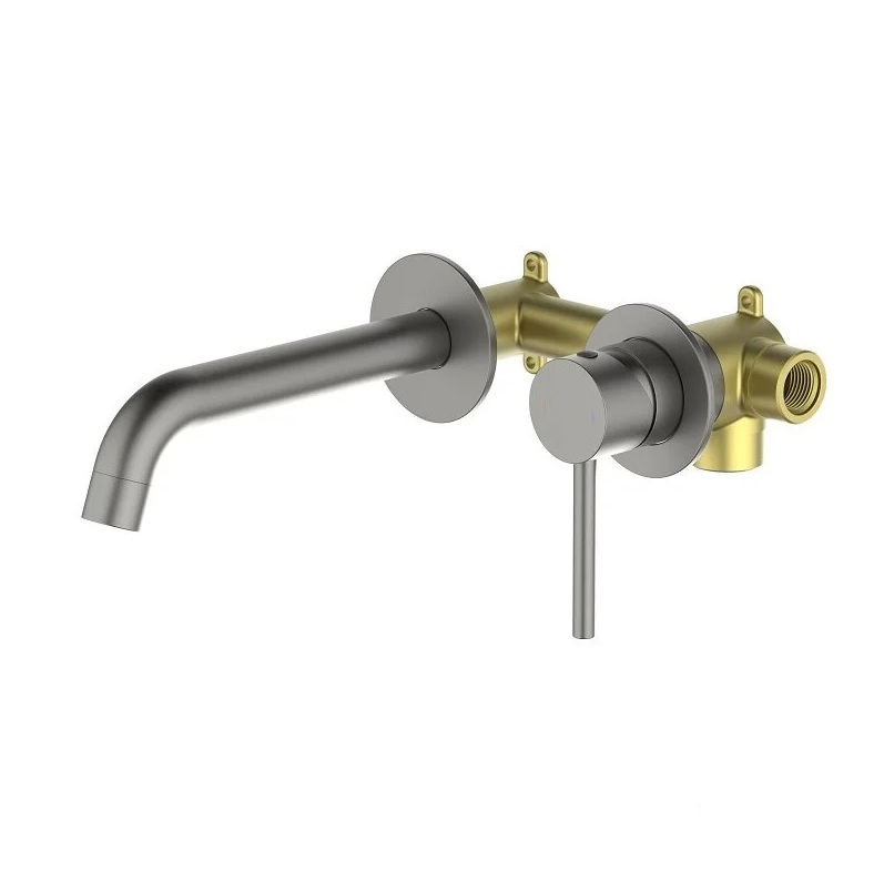 AQUATEK Смеситель для умывальника ЕВРОПА настенный Оруженый сталь AQ1313BGM