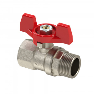 Кран шар. PN25  1/2" г/ш бабочка НИКЕЛЬ РТП 25822 (10/80)