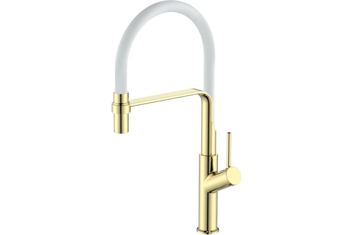 ESKO Смеситель для кухни, гибкий излив,белый,Gold арт. K50GW