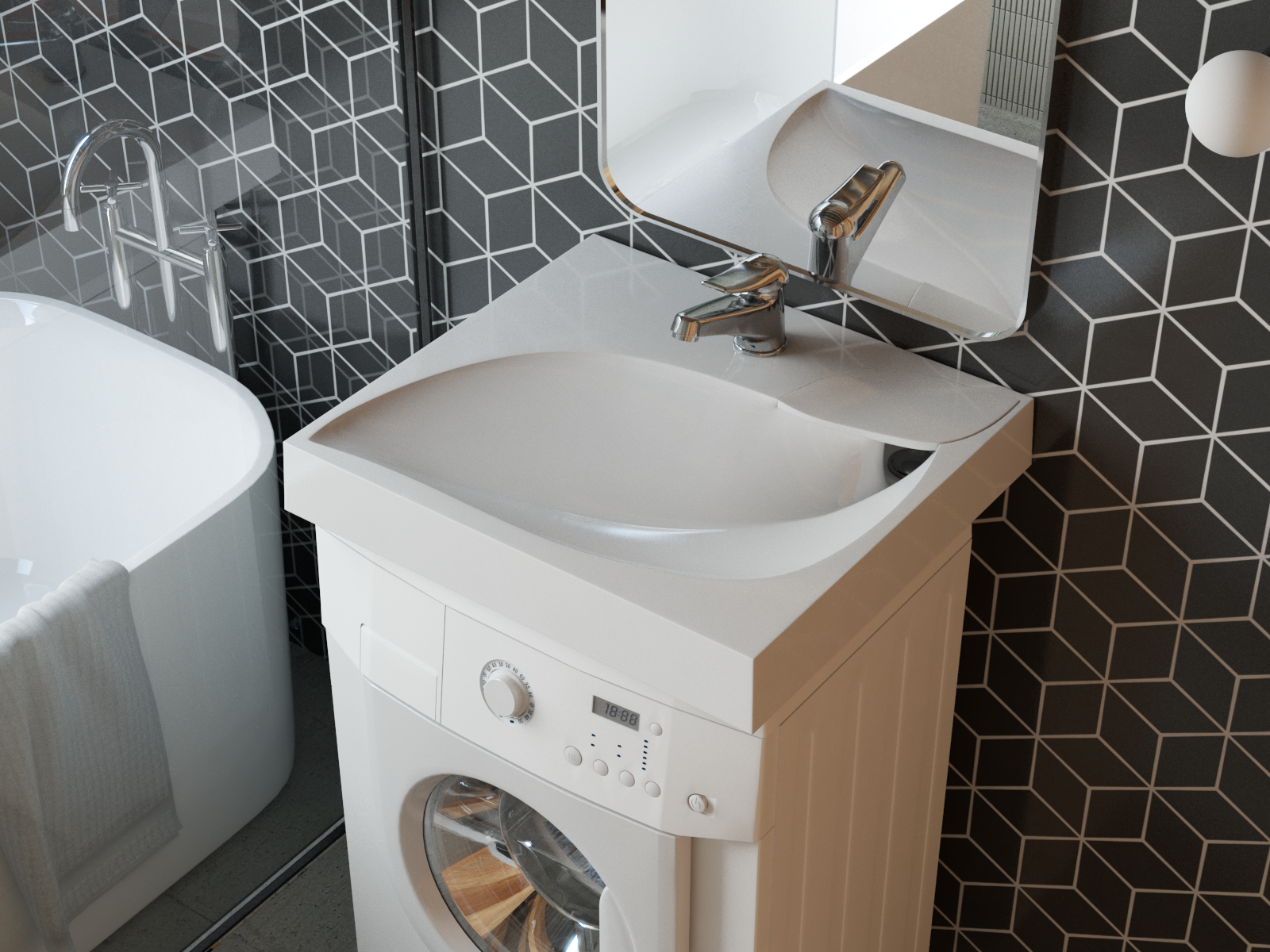 Раковина над стиральной машиной "List 55" 600х545х90**