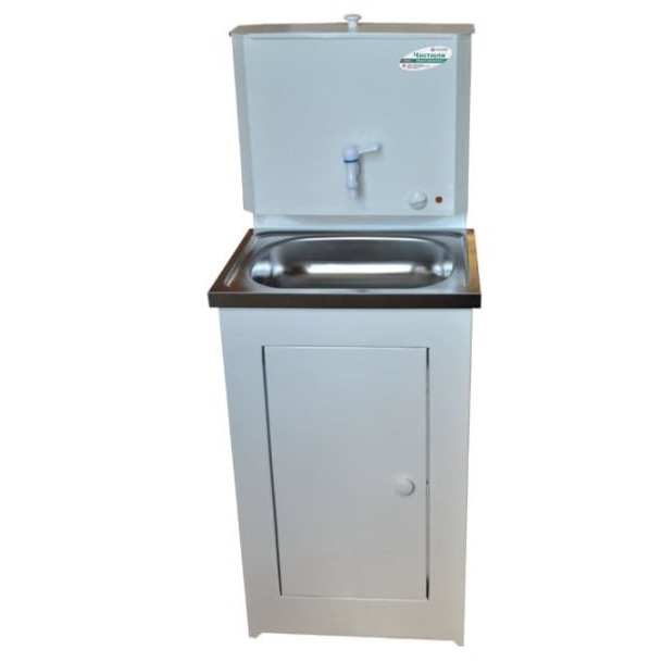 Умывальник "Чистюля" дачный (бак полимерное покр. с ЭВН+мойка нерж) Белый