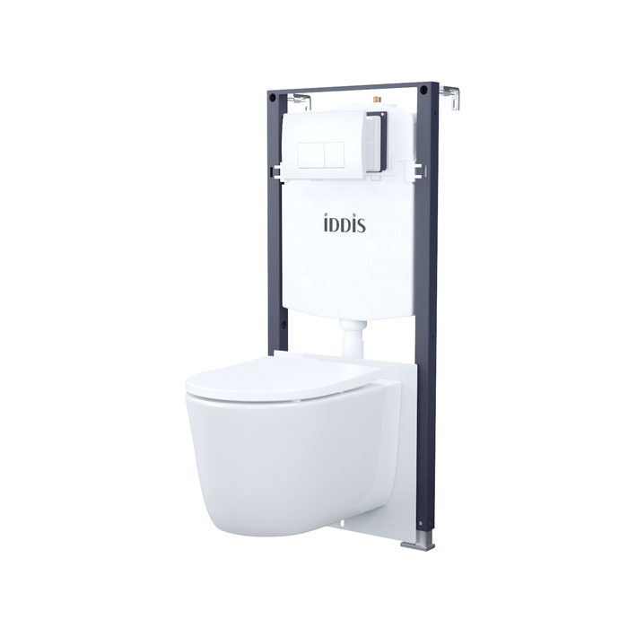 IDDIS Комплект 3в1 подвесной унитаз с инст.и клавишей смыва белая,Basic,BASSPO1i73 (торнадо) 2 МЕСТА
