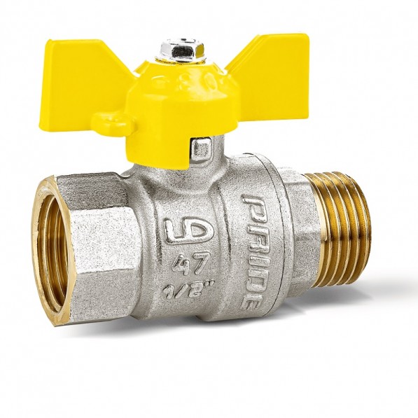 Кран шаровой латунный газовый LD Pride DN15 1/2" ВР*НР бабочка 47.15.В-Н.Б GAS LD 47.352.15