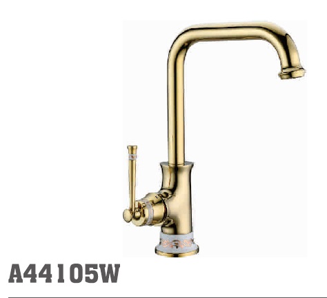 44105W Accoona Смеситель д/кухни высокий излив. Золото (1/10)