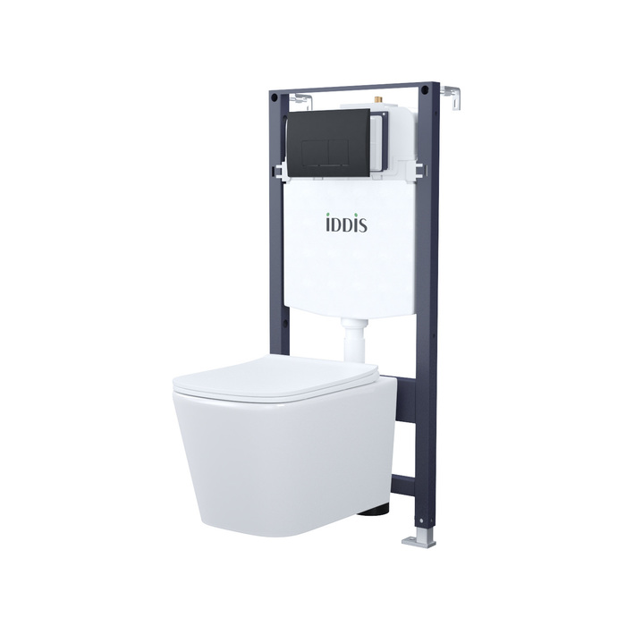 IDDIS Комплект 3в1: подвесной унитаз, инсталляция и клавиша смыва, BASBI02i73 2 МЕСТА
