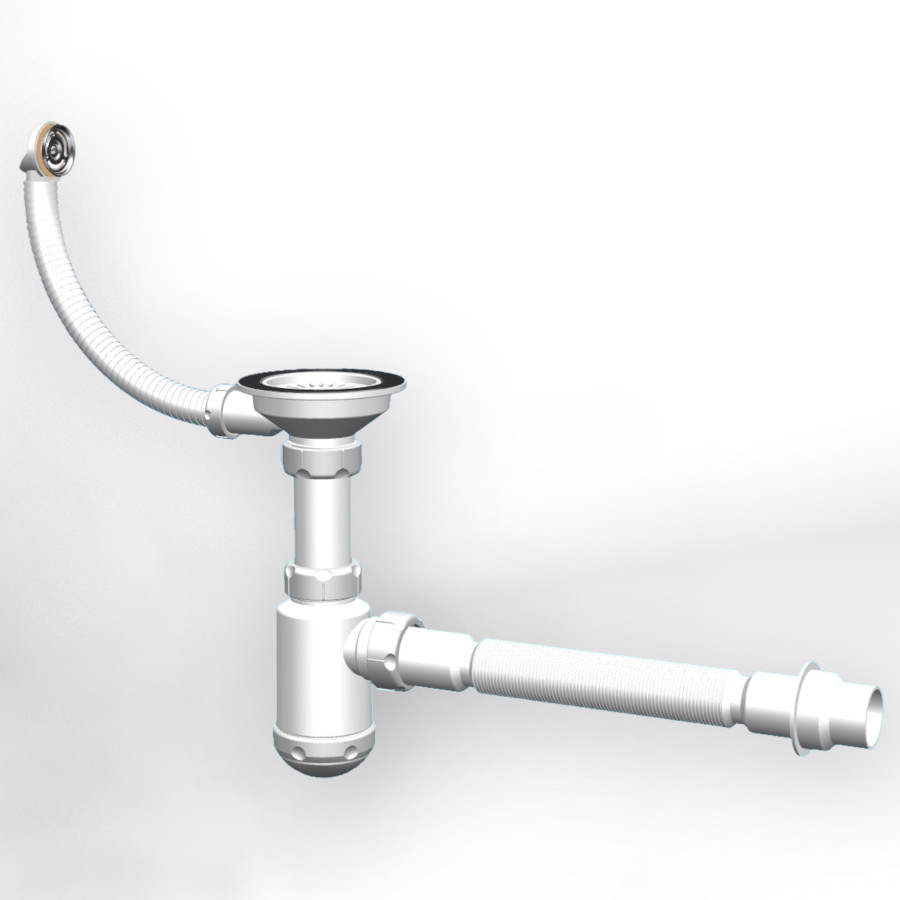 PR Сифон для мойки Practik 3 1/2" тип с периливом и гиб.тр 40*50мм