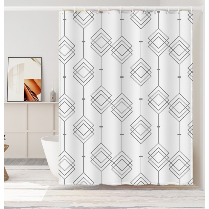 Штора для ванной с кольцами полиэстр (ткань) 180х200 ZALEL 232774