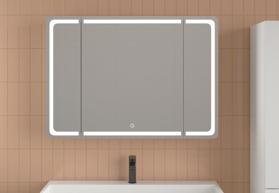SL Зеркальный шкаф "ЛАЙТ БОКС 03" LED-подсветкой 90*70 БЕЛЫЙ СОФТ