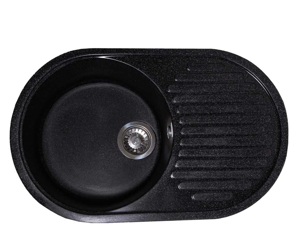 Мойка каменная GranAlliance G-30 (717х455) круглая ЧЕРНЫЙ (U107)