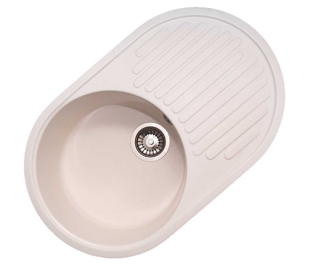 Мойка каменная GranAlliance G-30 (717х455) круглая БЕЛЫЙ (U107)