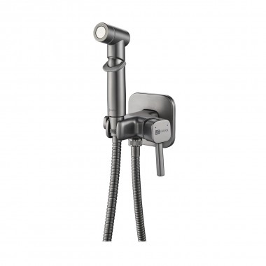 LeMark LM7165GM SOLO Смеситель с гигиеническим душем встраеваемый. Графит