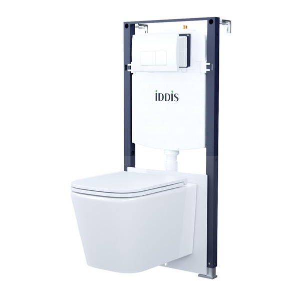IDDIS Комплект 3в1: подвесной унитаз, инсталляция и клавиша смыва, BASBI03i73 2 МЕСТА