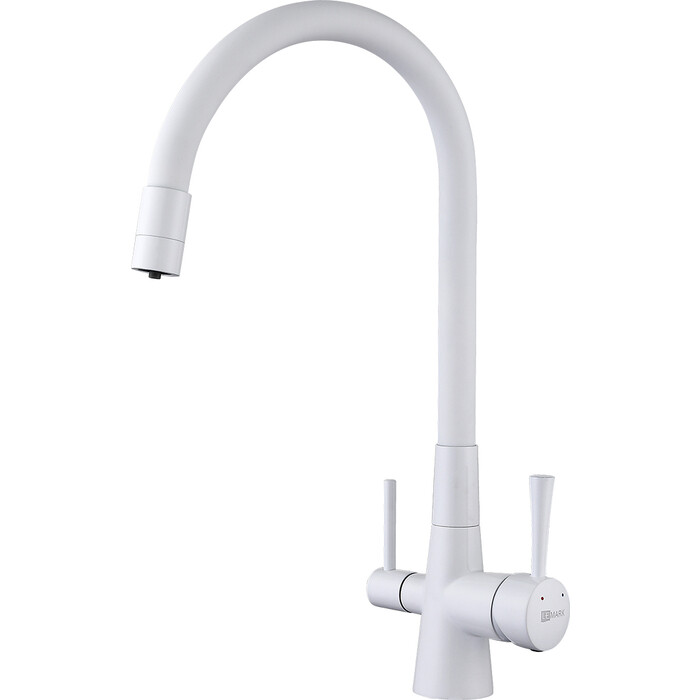 LeMark LM3075W COMFORT Смеситель д/кухни с гибким изливом с подкл к фильтру питьевой воды. Белый