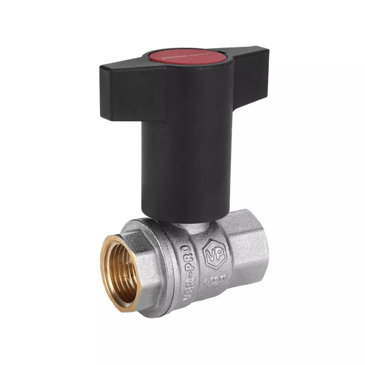 Кран шар. с пласт.ручкой 1/2" г/г НИКЕЛЬ VR230FF ViEiR (12/120)