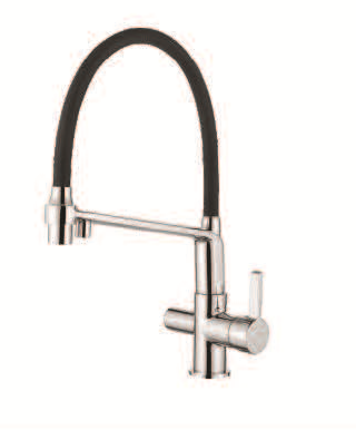 AF14401 Смеситель для кухни с фильтром, силиконовый излив, хром-черный