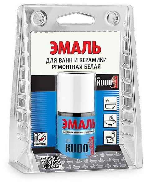 Эмаль для ванн KUDO KU-7K1301 во флаконе с кисточкой 15 мл. Белая
