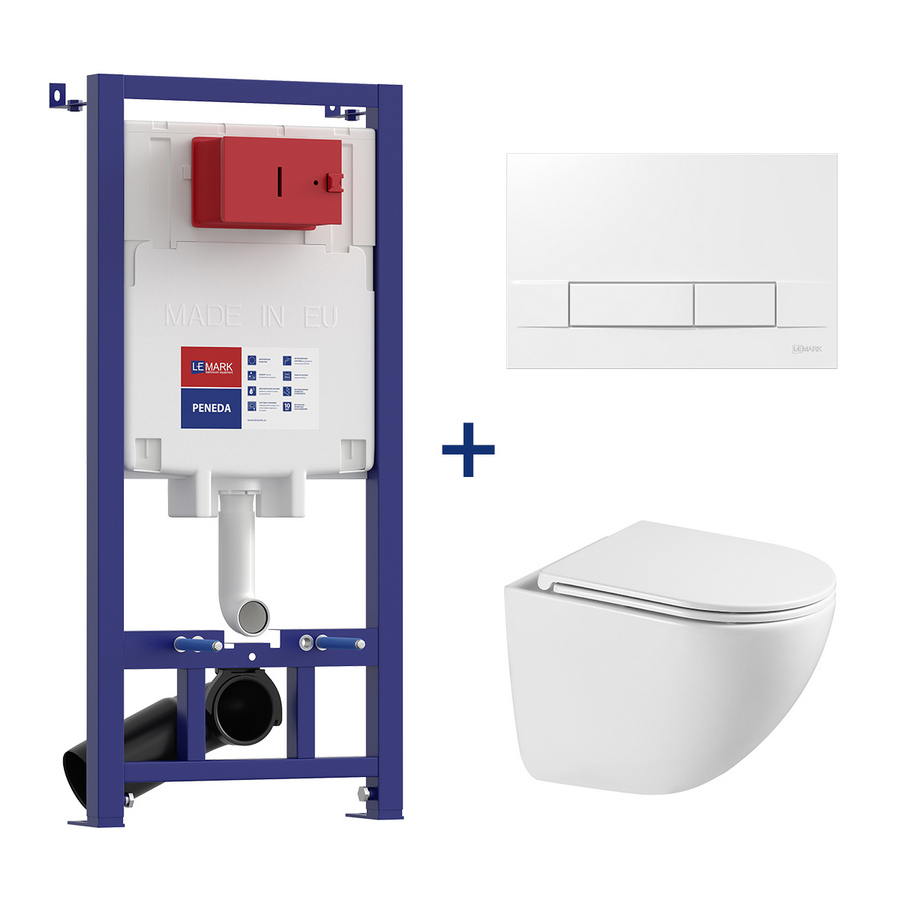 Lemark Комплект 3в1:Инст.PENEDA для унит.с кнопкой смыва BIT бел.глянец + унит.9614003/100804426