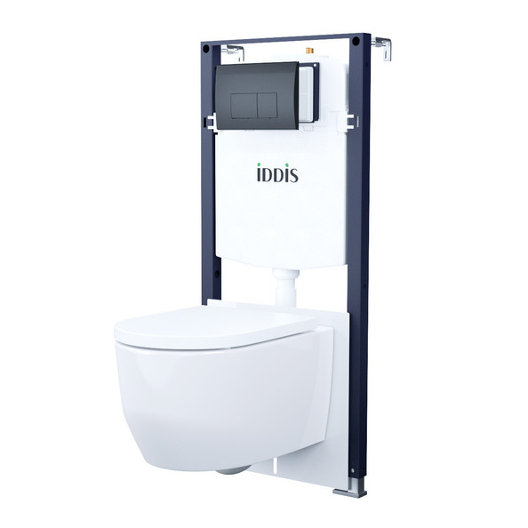 IDDIS Комплект 3в1: подвесной унитаз, инсталляция и клавиша смыва, BASAI02i73 2 МЕСТА