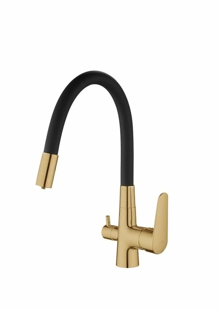 ESKO Смеситель "Coral" д/кухни с подключением к фильтру, черный, Gold арт. CL03GB