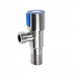 473C-4 Accoona Кран угловой 1/2"-1/2" с отражателем. Синий нерж (1/10)