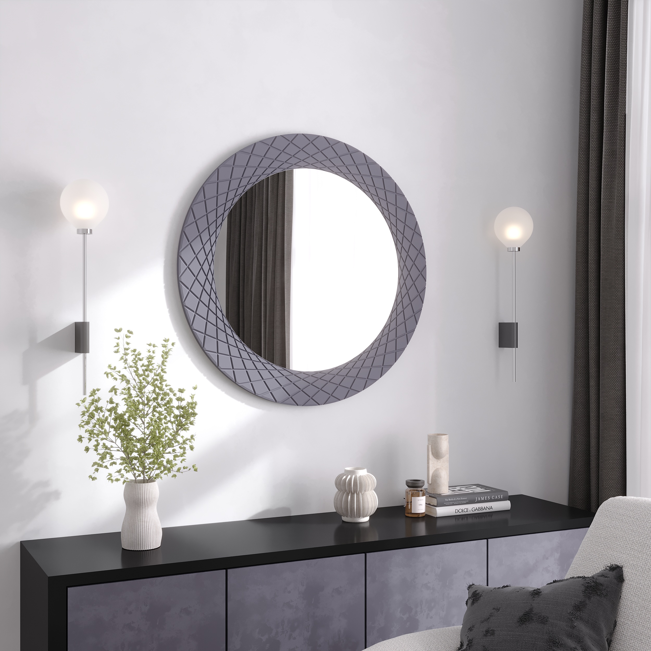 Зеркало "Zarina" D800 в цвете soft grey Б530