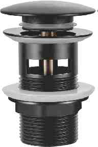 480F-1 Accoona Донный клапан с переливом (кнопка). ЧЕРНЫЙ