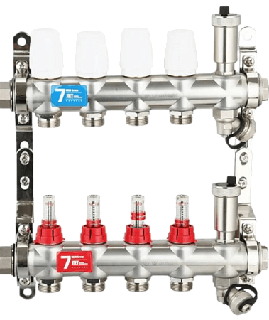 Распределительная группа коллекторов с расход. 11-вых НЕРЖ. БЕЗ КРАНОВ 1&quot;x3/4&quot; VR116-11A ViEiR (3/1) 